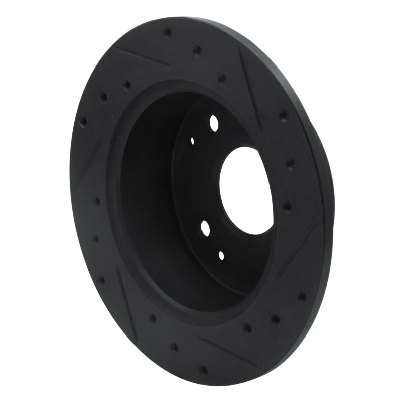 R1 95-98 Acura TL Rear Left Drilled & Slotted Black Brake Rotor