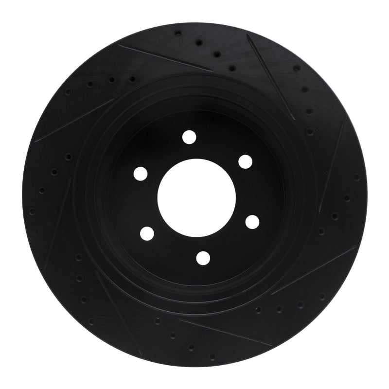 R1 16-24 Nissan Titan XD Front Left Drilled & Slotted Black Brake Rotor