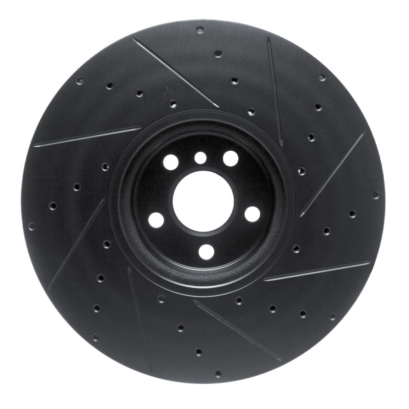 R1 16-25 BMW i5 Left Front Drilled & Slotted Black Brake Rotor