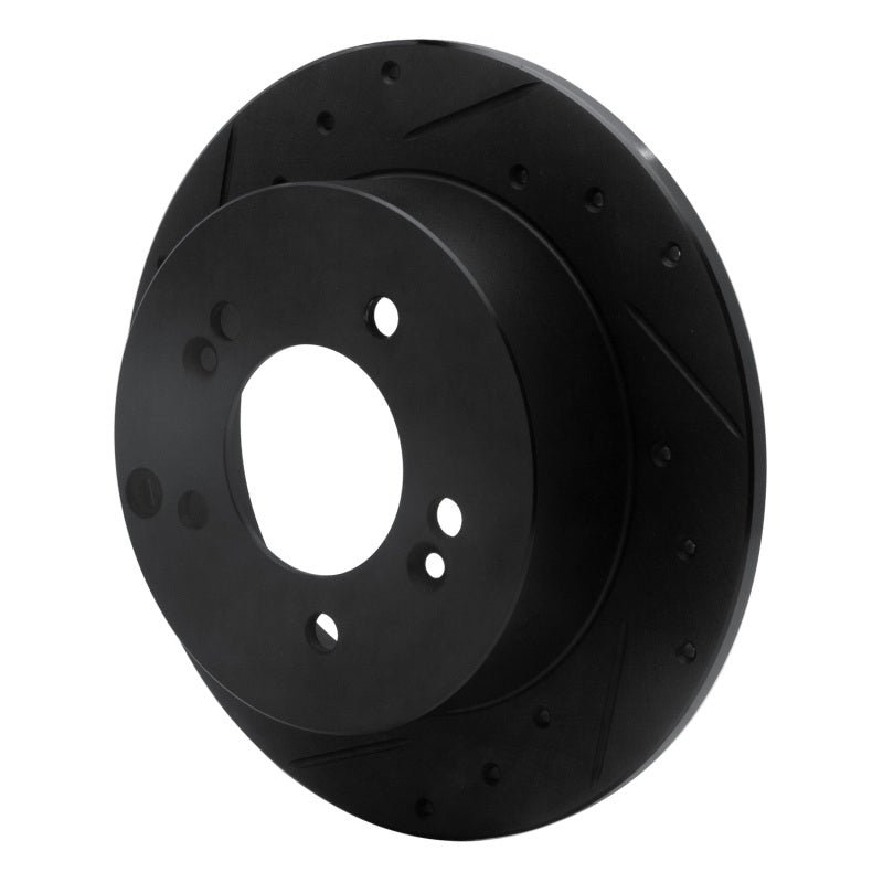 R1 07-12 Kia Rondo (USA) Rear Left Drilled & Slotted Black Brake Rotor