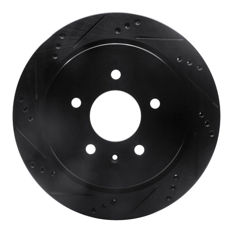 R1 03-11 Cadillac CTS Rear Left Drilled & Slotted Black Brake Rotor