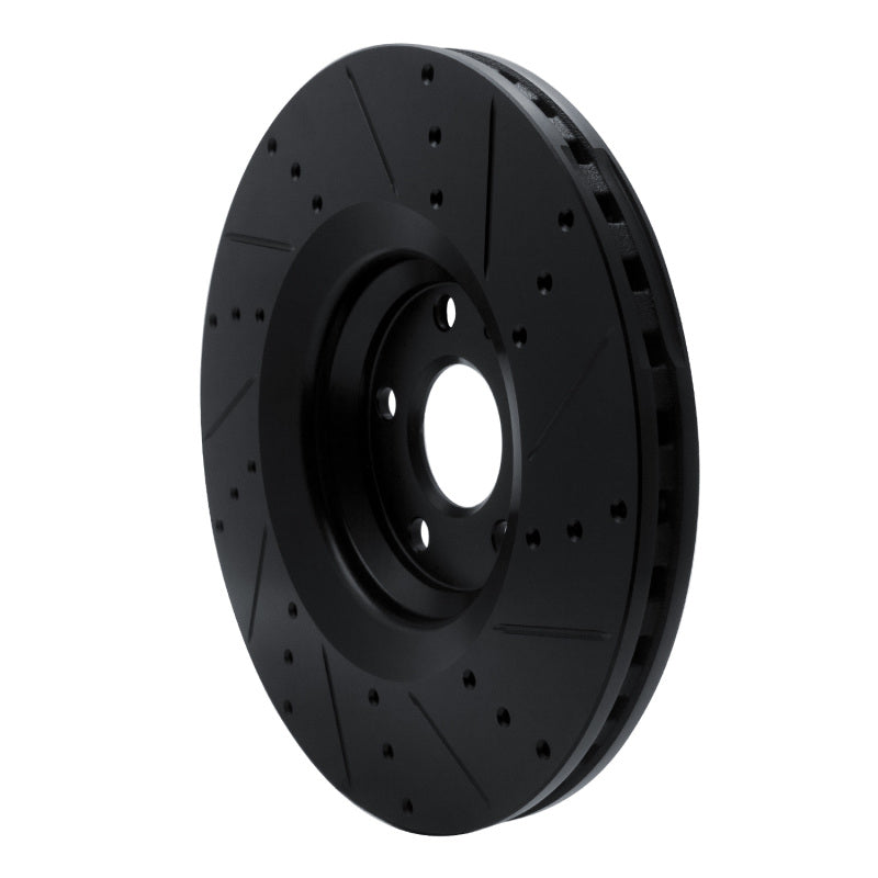 R1 12-15 Audi TTS Quattro Front Left Drilled & Slotted Black Brake Rotor