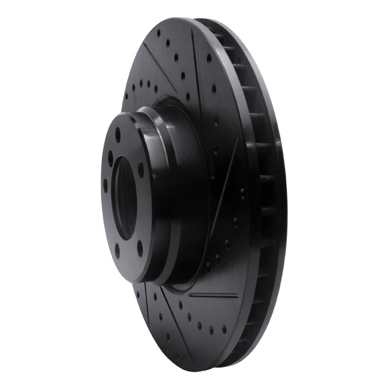 R1 95-01 BMW 750IL Front Right Drilled & Slotted Black Brake Rotor