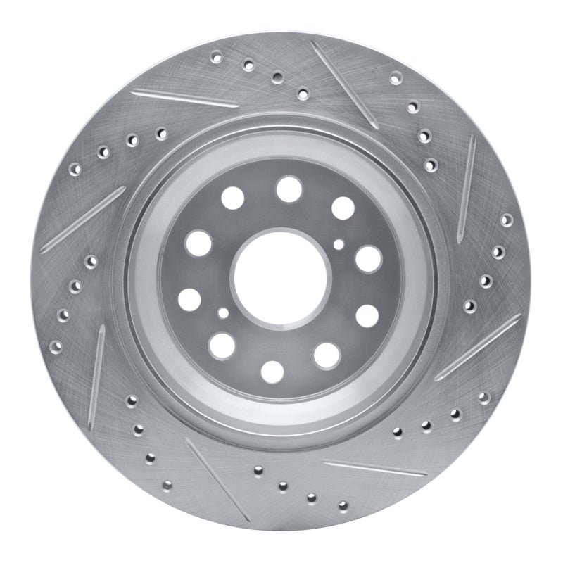 R1 07-17 Lexus LS460 Rear Left Drilled & Slotted Silver Brake Rotor
