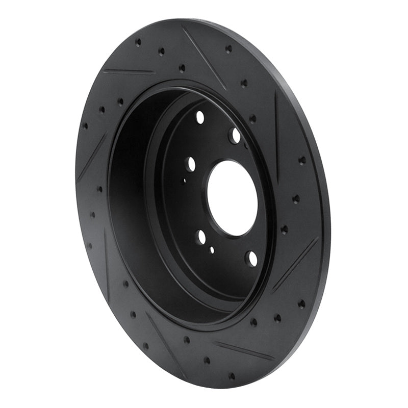 R1 07-17 Acura ZDX Rear Left Drilled & Slotted Black Brake Rotor