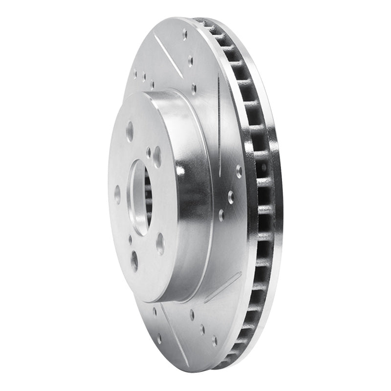 R1 16-22 Toyota Prius Front Right Drilled & Slotted Silver Brake Rotor