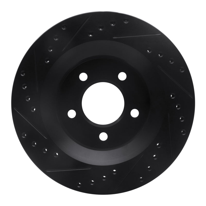 R1 99-04 Chrysler 300M Front Right Drilled & Slotted Black Brake Rotor