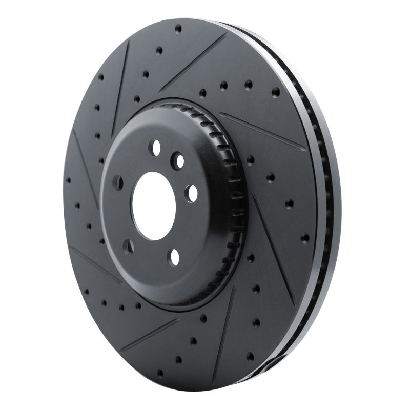 R1 20-25 Jaguar E-Pace Front Left Drilled & Slotted Black Brake Rotor