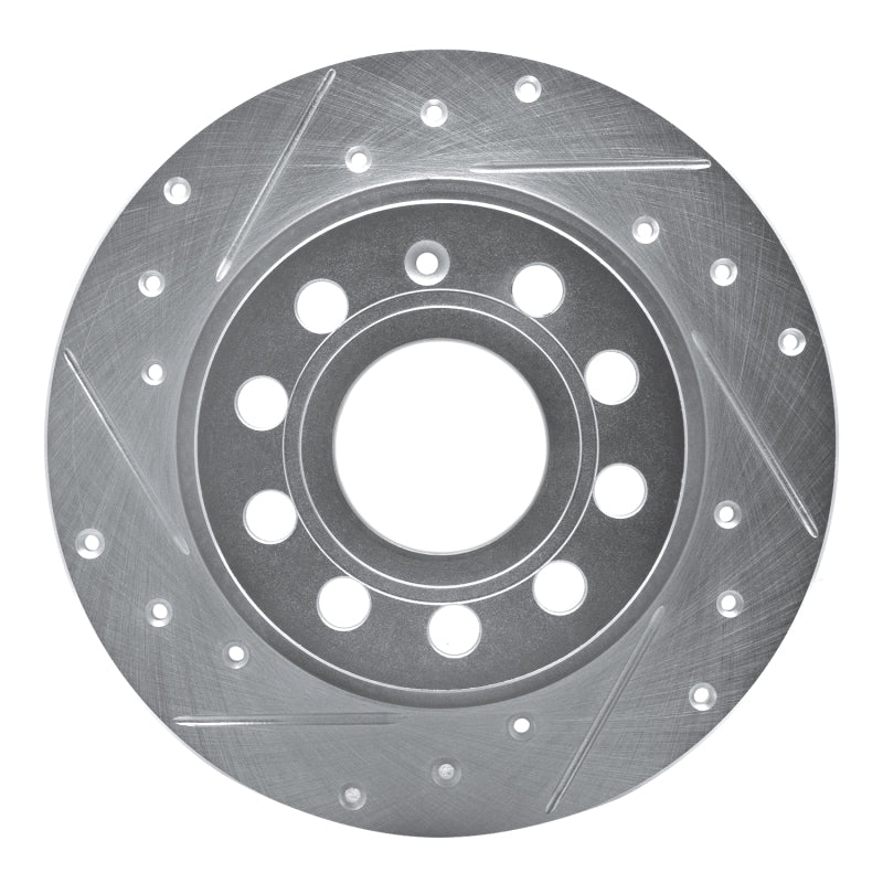 R1 10-19 Audi A3 Rear Left Drilled & Slotted Silver Brake Rotor