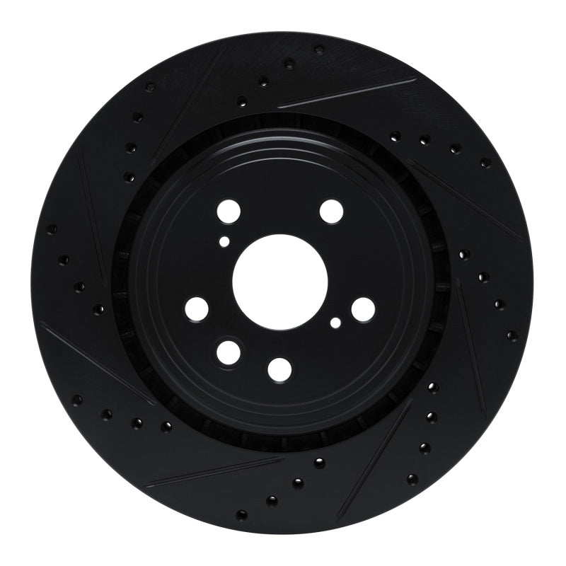 R1 20-25 Lexus RX350h Front Left Drilled & Slotted Black Brake Rotor