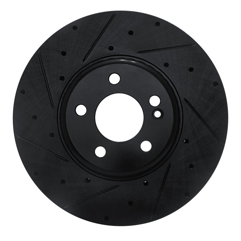 R1 15-23 Mercedes-Benz C300 Sedan Front Left Drilled & Slotted Black Brake Rotor