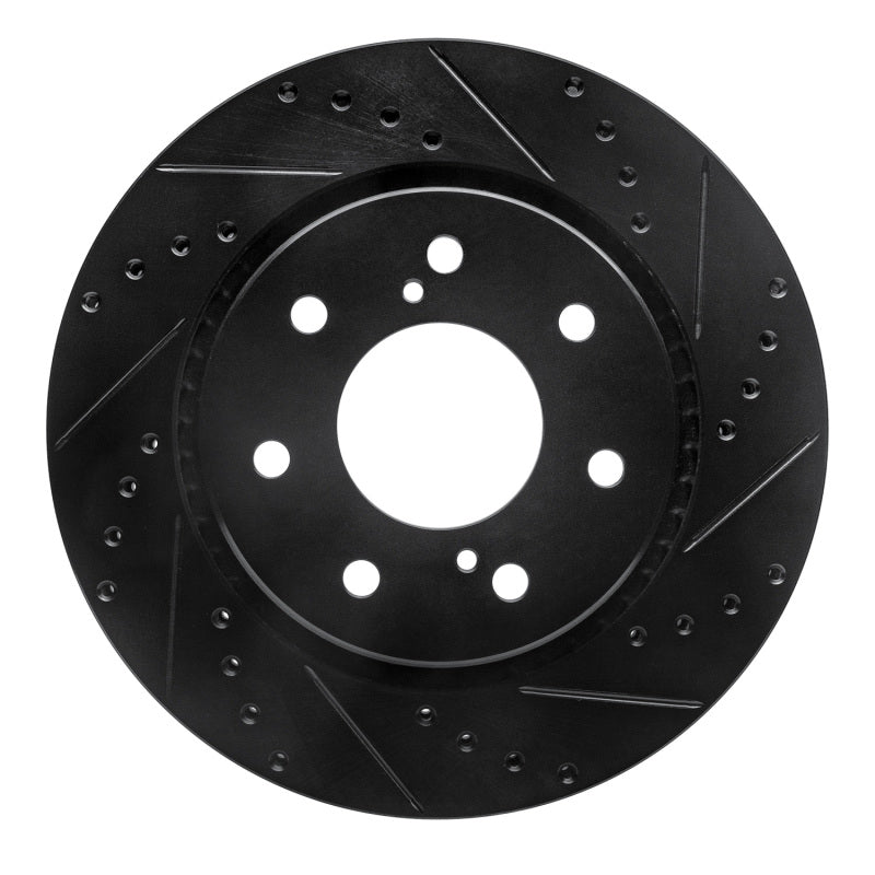 R1 10-14 Ford F-150 RWD Front Right Drilled & Slotted Black Brake Rotor