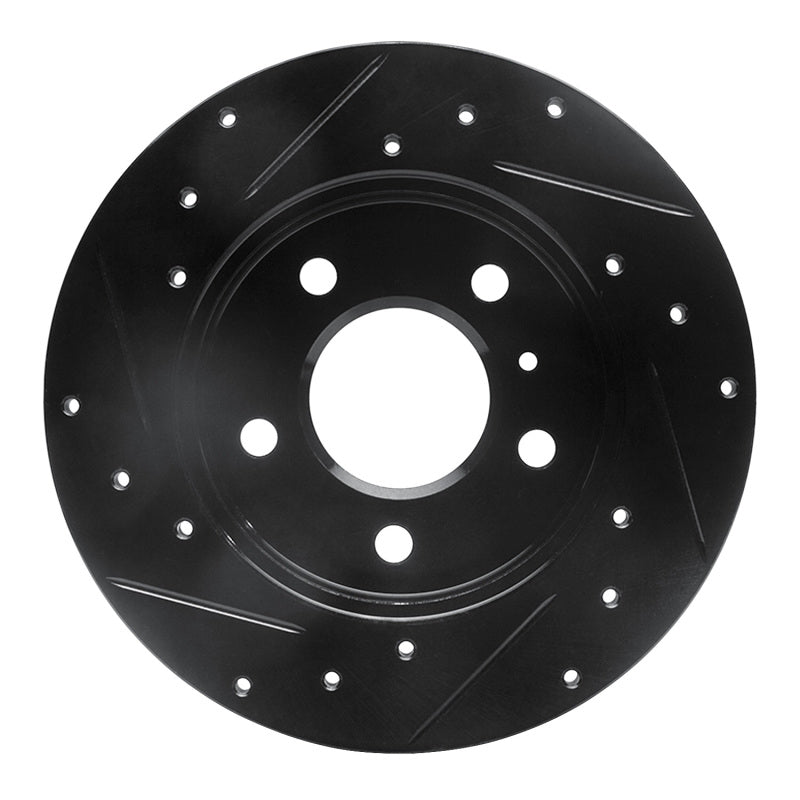 R1 04-16 Buick Allure Rear Right Drilled & Slotted Black Brake Rotor