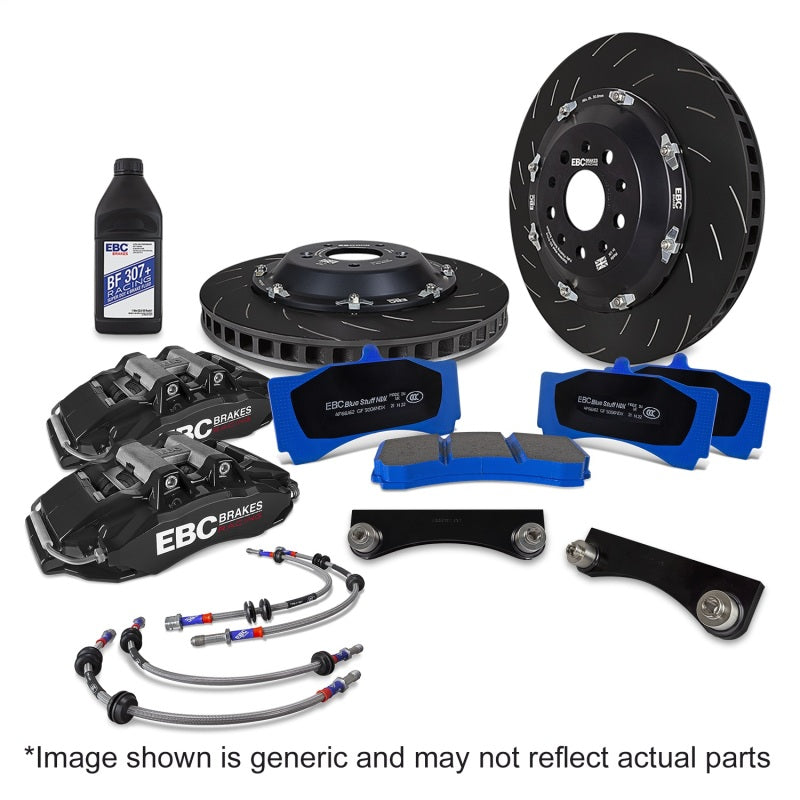 EBC Racing 09-18 Audi A6 2.0T Black Apollo-6 Calipers 380mm Rotors Front Big Brake Kit