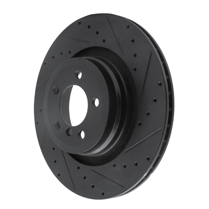 R1 07-08 BMW ALPINA B7 Rear Right Drilled & Slotted Black Brake Rotor