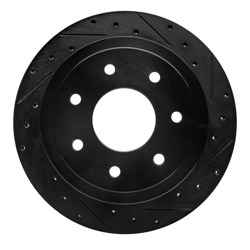 R1 04-11 Ford F-150 4WD Rear Right Drilled & Slotted Black Brake Rotor