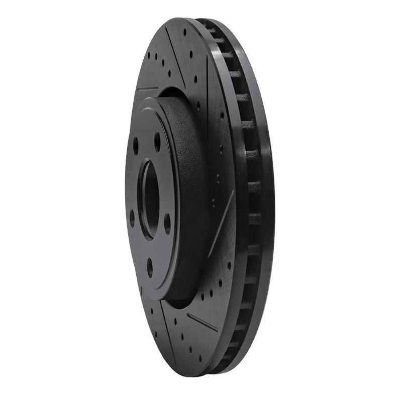 R1 11-22 Dodge Durango Front Right Drilled & Slotted Black Brake Rotor
