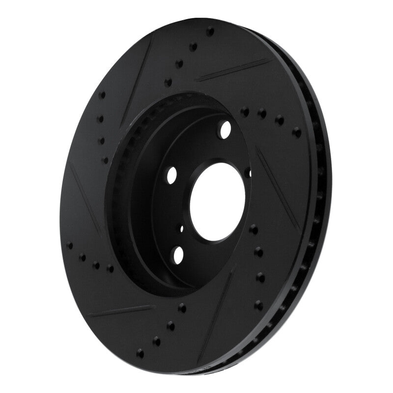 R1 01-05 Toyota RAV4 Front Right Drilled & Slotted Black Brake Rotor