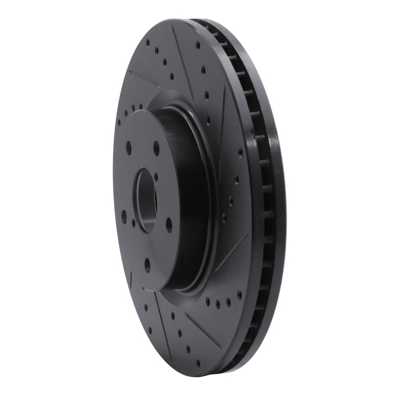 R1 06-21 Subaru Legacy Front Right Drilled & Slotted Black Brake Rotor