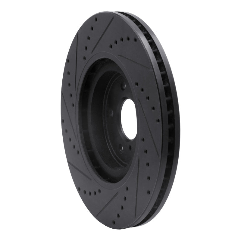 R1 08-25 Infiniti Q50 Front Right Drilled & Slotted Black Brake Rotor