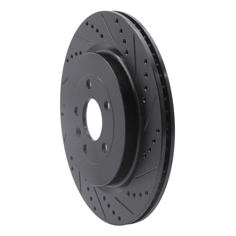 R1 13-19 Ford Flex Rear Right Drilled & Slotted Black Brake Rotor