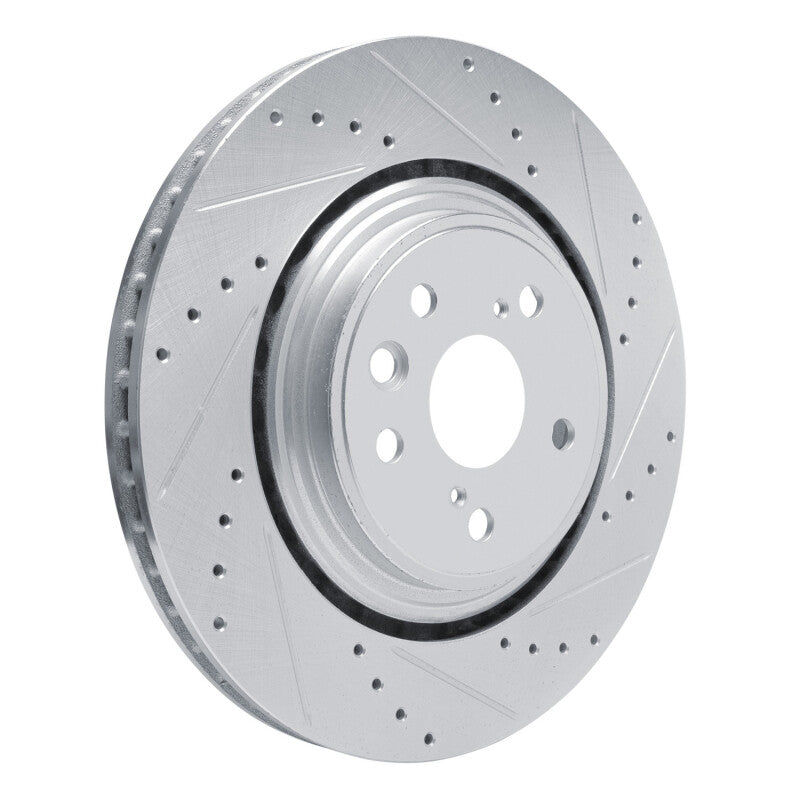 R1 20-25 Lexus RX350 Front Right Drilled & Slotted Silver Brake Rotor