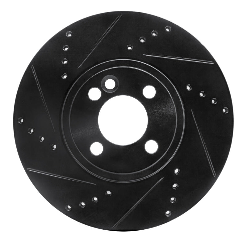 R1 07-15 Mini Cooper (Excl Clubman) Front Left Drilled & Slotted Black Brake Rotor