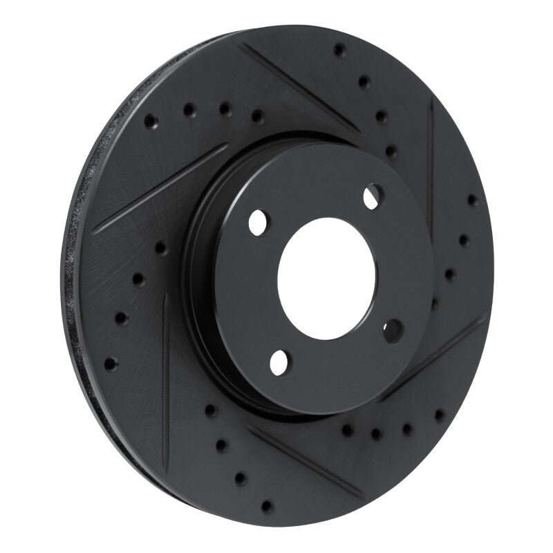 R1 17-25 Nissan Versa Front Right Drilled & Slotted Black Brake Rotor
