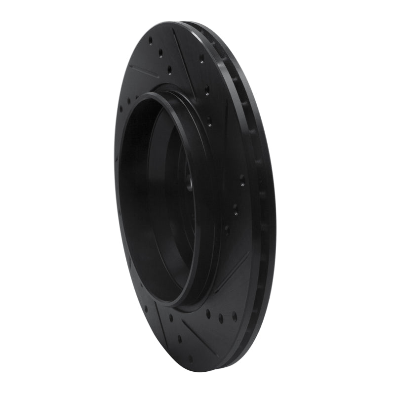 R1 03-14 Volvo XC90 Rear Left Drilled & Slotted Black Brake Rotor