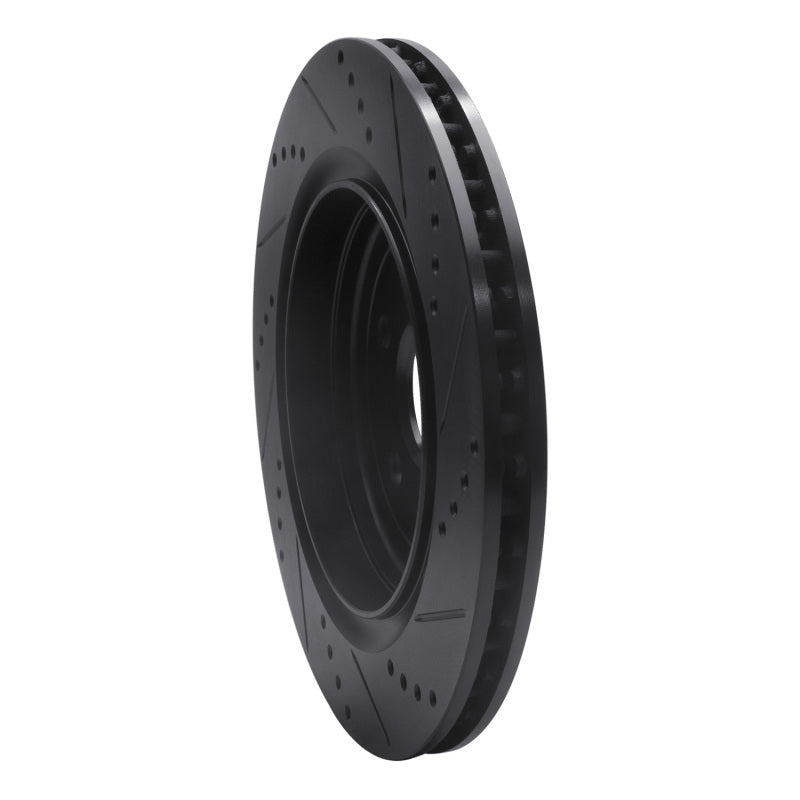 R1 16-24 Cadillac ATS Rear Left Drilled & Slotted Black Brake Rotor