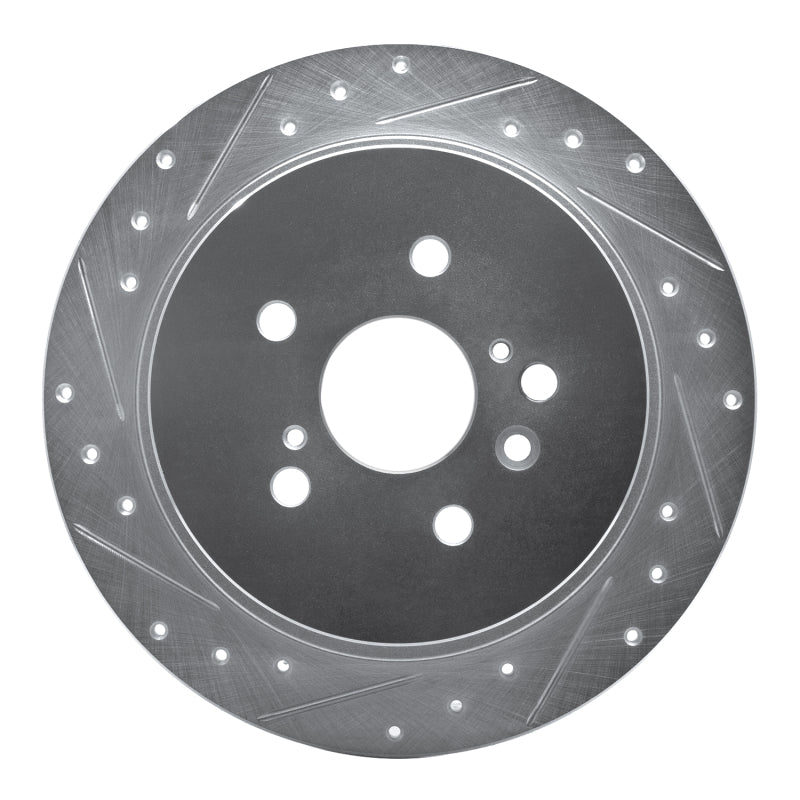 R1 08-13 Toyota Highlander Rear Left Drilled & Slotted Silver Brake Rotor