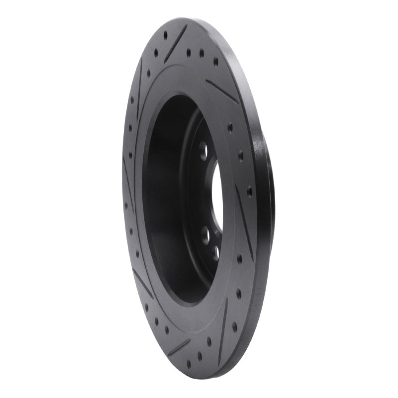 R1 09-14 Mini Cooper (Excl Clubman) Rear Right Drilled & Slotted Black Brake Rotor