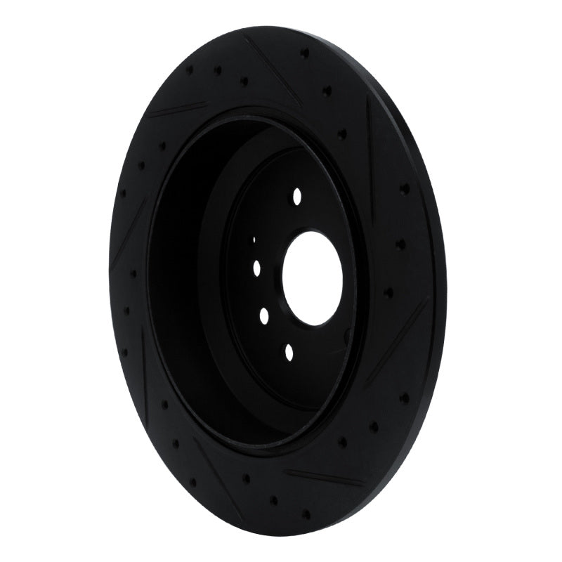 R1 14-16 Acura MDX Rear Left Drilled & Slotted Black Brake Rotor