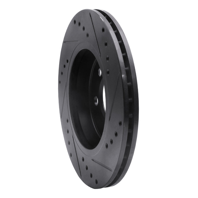 R1 02-08 Mini Cooper (Excl Clubman) Front Left Drilled & Slotted Black Brake Rotor