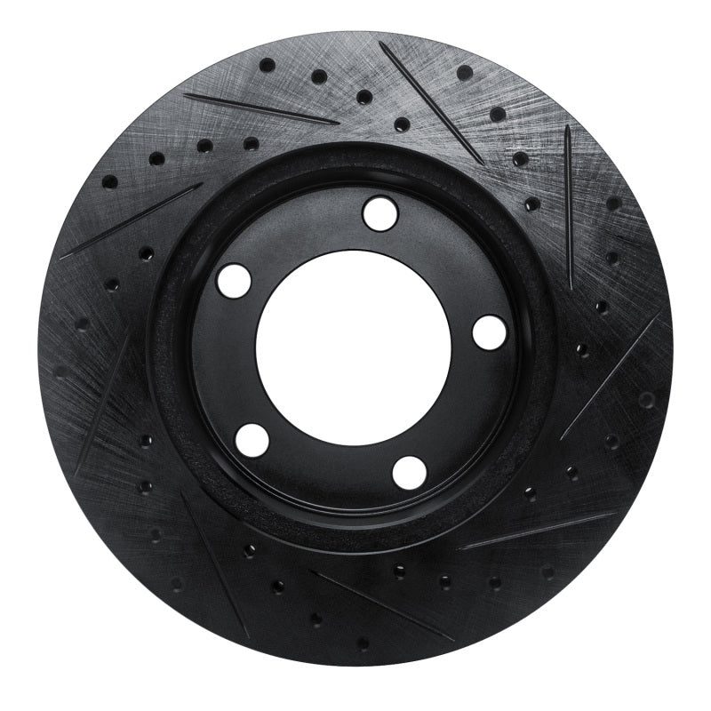 R1 94-96 Ford F-150 4WD Front Left Drilled & Slotted Black Brake Rotor