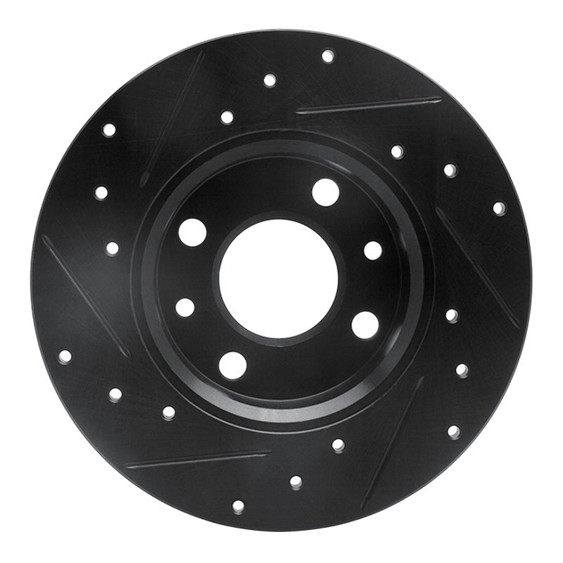 R1 2009-2019 Fiat 500 (USA/Canada) Rear Right Drilled & Slotted Black Brake Rotor