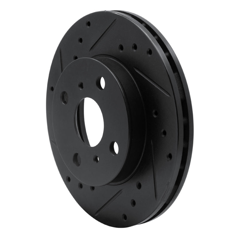R1 90-91 Toyota Celica Front Left Drilled & Slotted Black Brake Rotor