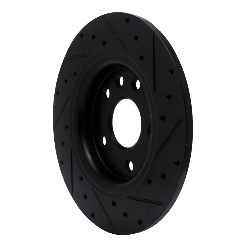 R1 17-25 Chrysler Grand Caravan Rear Left Drilled & Slotted Black Brake Rotor