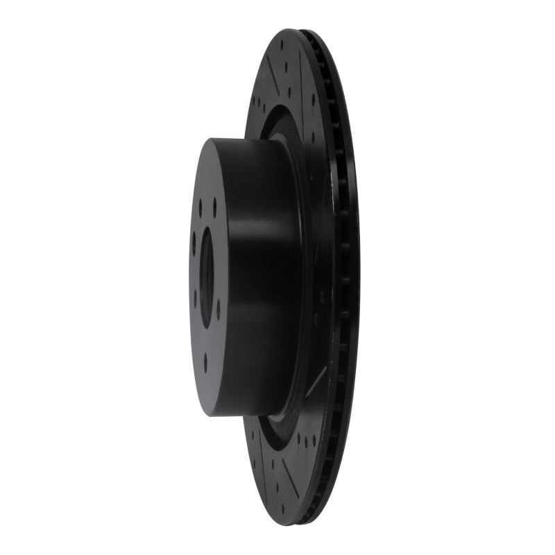 R1 07-15 Infiniti G35 Rear Right Drilled & Slotted Black Brake Rotor
