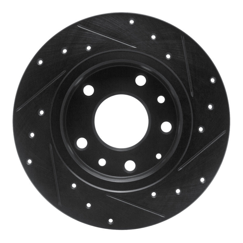R1 14-25 Mazda 3 Rear Left Drilled & Slotted Black Brake Rotor