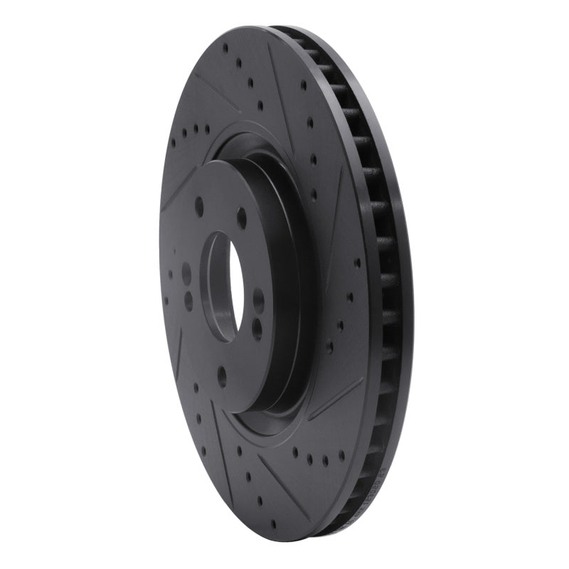 R1 11-25 Hyundai Tucson Front Right Drilled & Slotted Black Brake Rotor