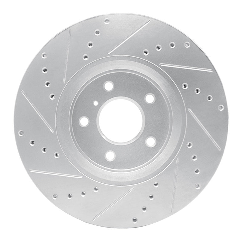 R1 05-14 Infiniti FX45 Front Right Drilled & Slotted Silver Brake Rotor