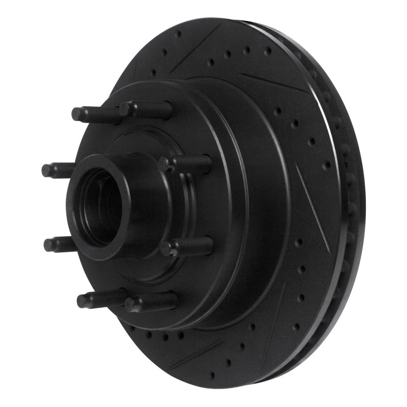 R1 1986-1994 Ford F-250 2WD (Excl Super Duty) Front Left Drilled & Slotted Black Brake Rotor