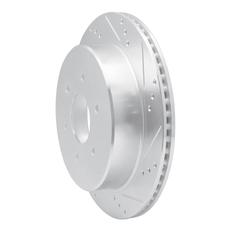 R1 17-24 Nissan Titan Rear Right Drilled & Slotted Silver Brake Rotor