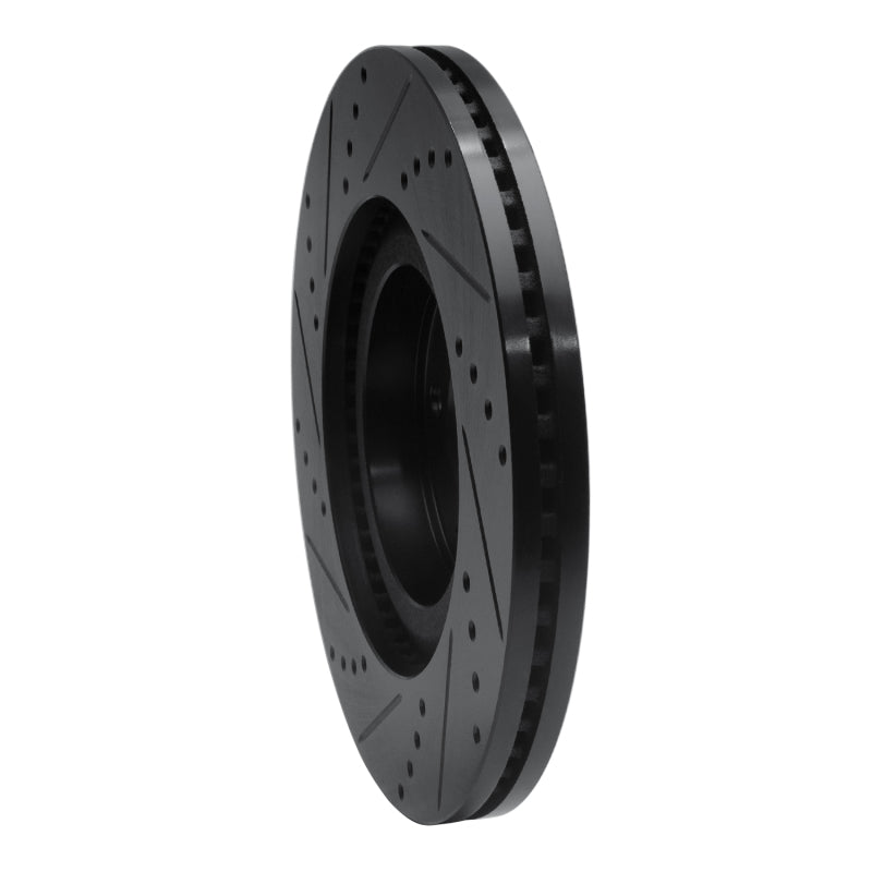 R1 07-15 Ford Edge Front Right Drilled & Slotted Black Brake Rotor