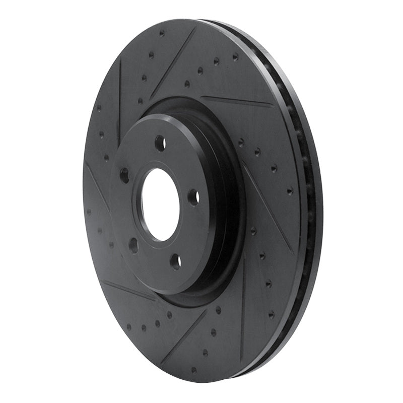 R1 04-19 Ford Focus Front Left Drilled & Slotted Black Brake Rotor