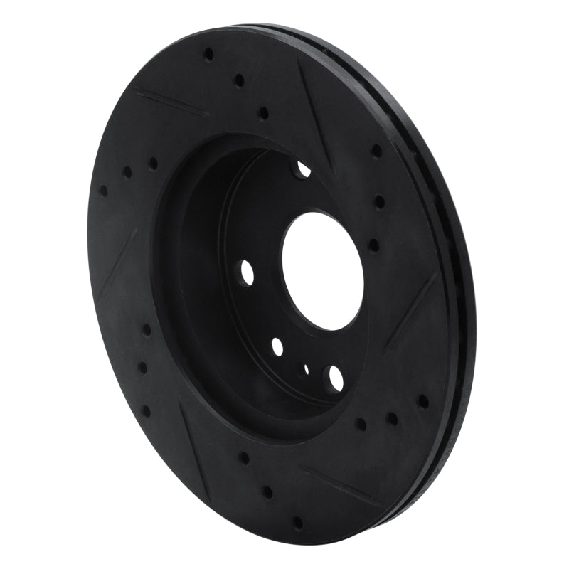 R1 94-97 Ford Aspire Front Left Drilled & Slotted Black Brake Rotor