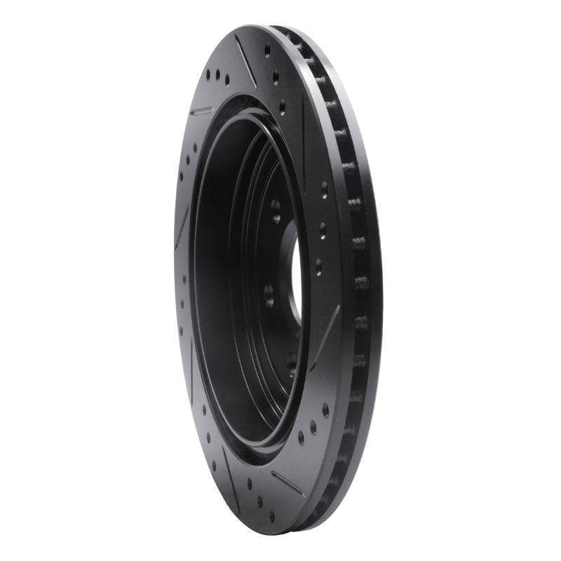 R1 10-16 Cadillac SRX Rear Left Drilled & Slotted Black Brake Rotor