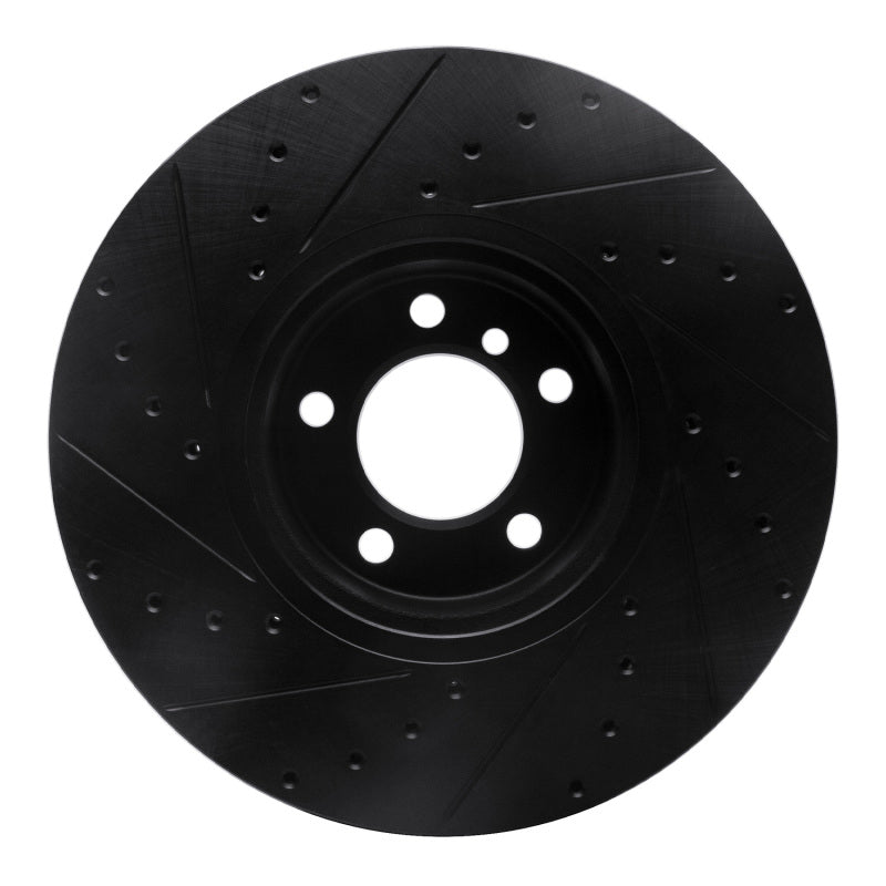 R1 12-21 BMW 440I Gran Coupe Front Right Drilled & Slotted Black Brake Rotor