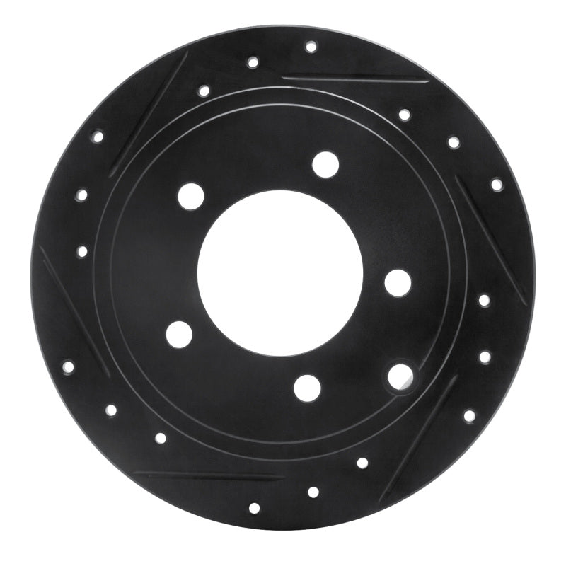 R1 07-17 Chrysler 200 Rear Left Drilled & Slotted Black Brake Rotor